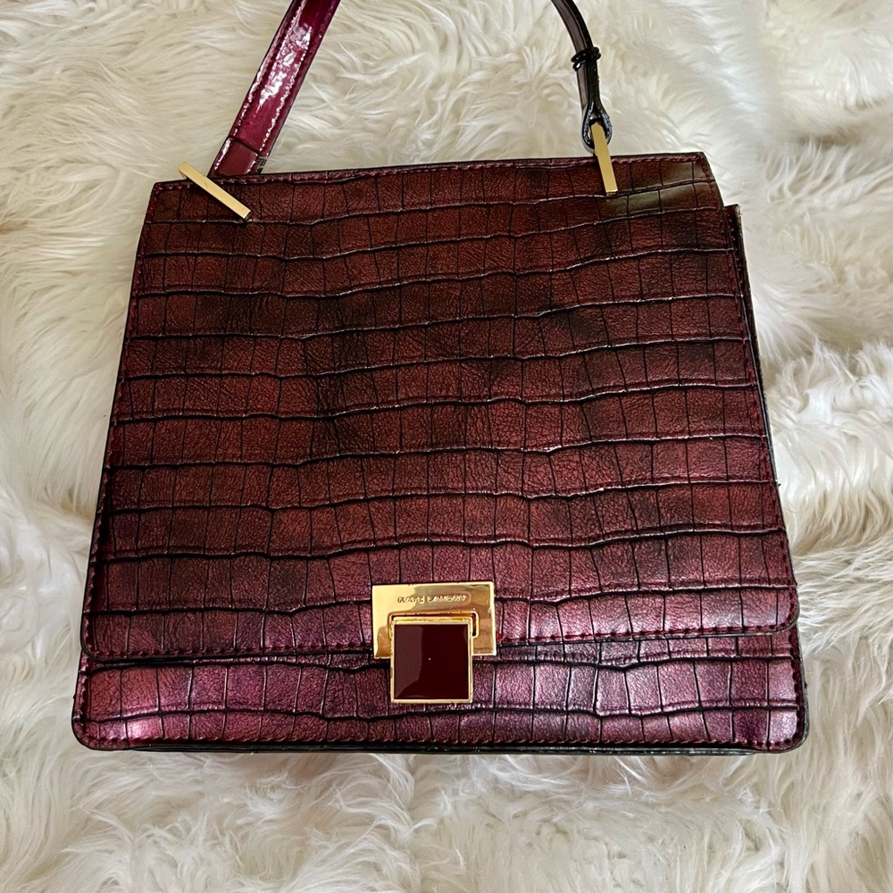Kate Landry Maroon Faux‎ Alligator Embossed Shoulder Bag NWT